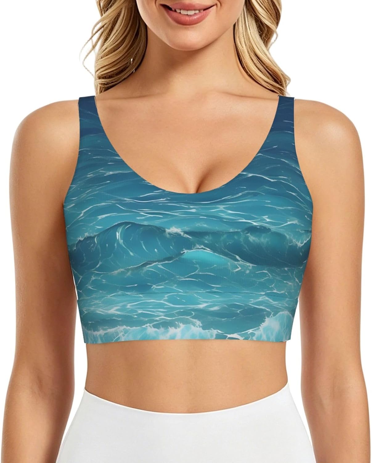 The deep Blue sea Women's Sports Vest, Light Running Gear, Soft Polyester for Fitness Exercise Outfit