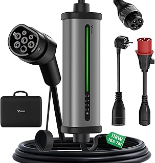 GONEO Mobile Wallbox Ladestation 11kW Typ 2 Ladekabel mit Einstellbarer Ladeleistung Timer [7m | 3-phasig | 8-16A IP66] EV-Ladegerät mit Schuko & CEE Stecker für Allen Elektrofahrzeuge mit Tragetasche
