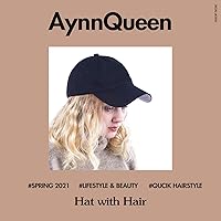 Vista 6 de AynnQueen Gorra de béisbol con extensiones de cabello para mujer, gorra ajustable con peluca sintética adjunta de 24 pulgadas, cabello ondulado