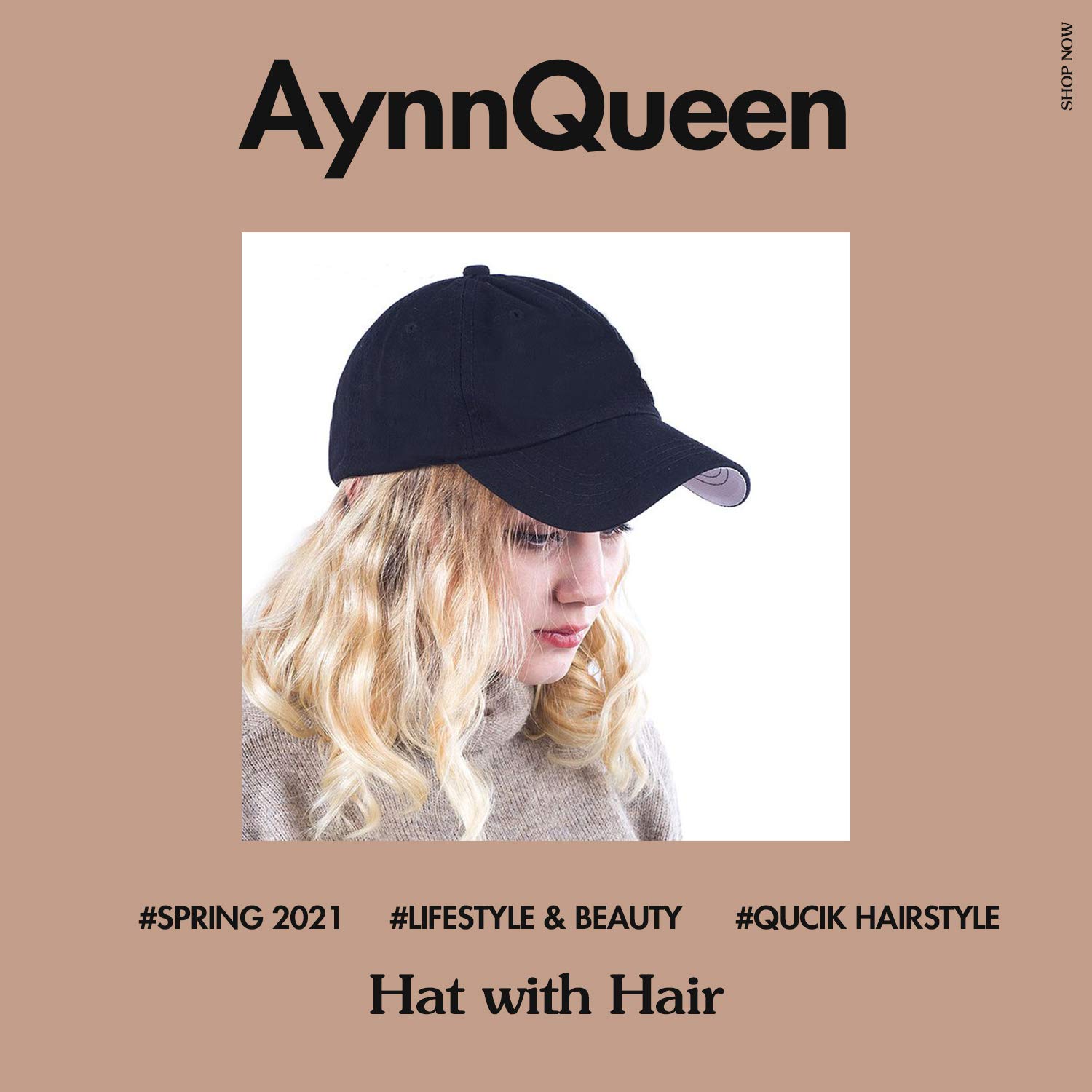 NIP Black Cap with Blonde Hair Extension Sandy Blonde Mix Bleach Blonde Baseball Cap with Hair  main image 4