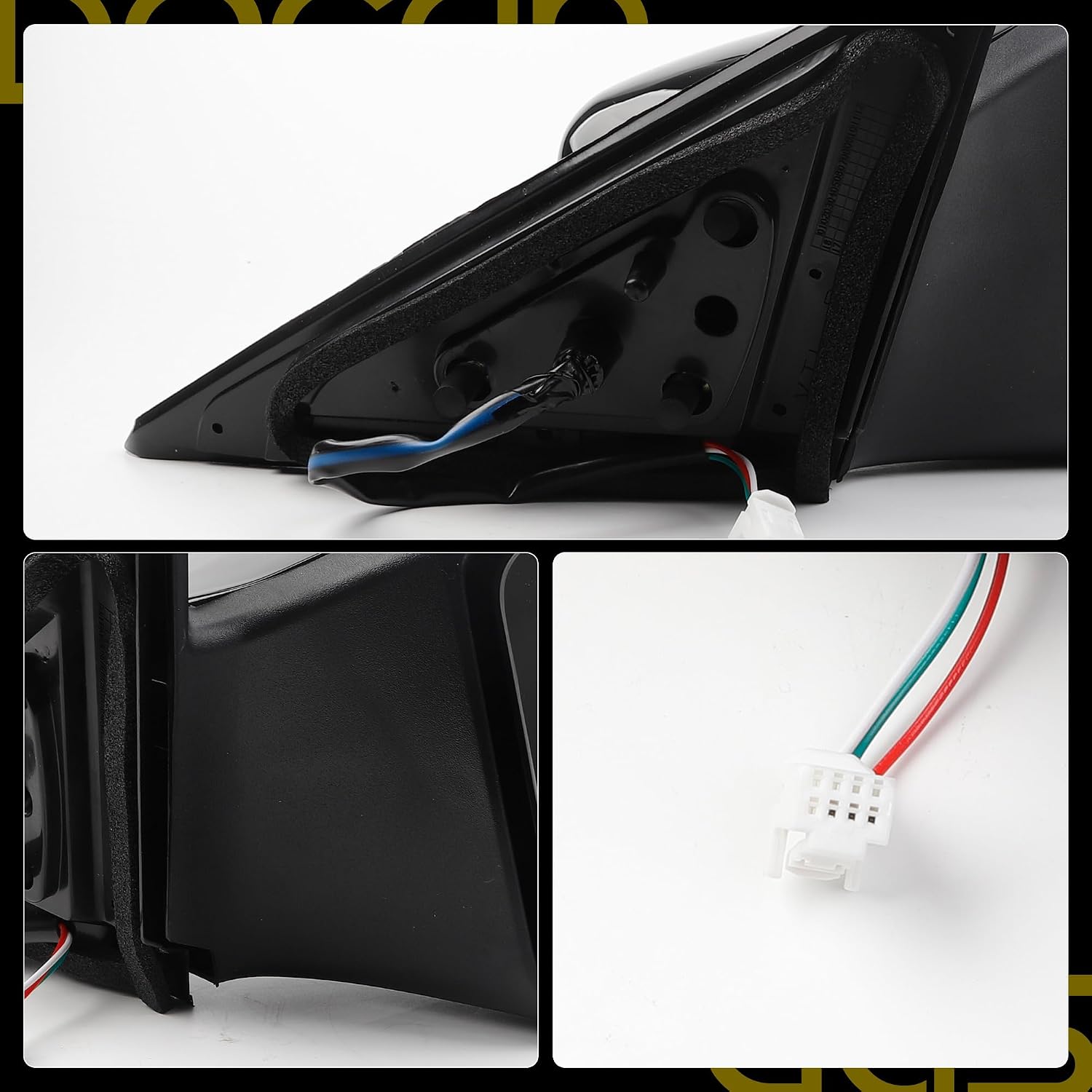 Dasbecan Right Passenger Side Door Mirror Compatible with Nissan Altima 2013-2018 Sedan Non-Heated Non-Folding Power Adjustable Glass Replaces NI1321223 963013TH0A Black 3Pins