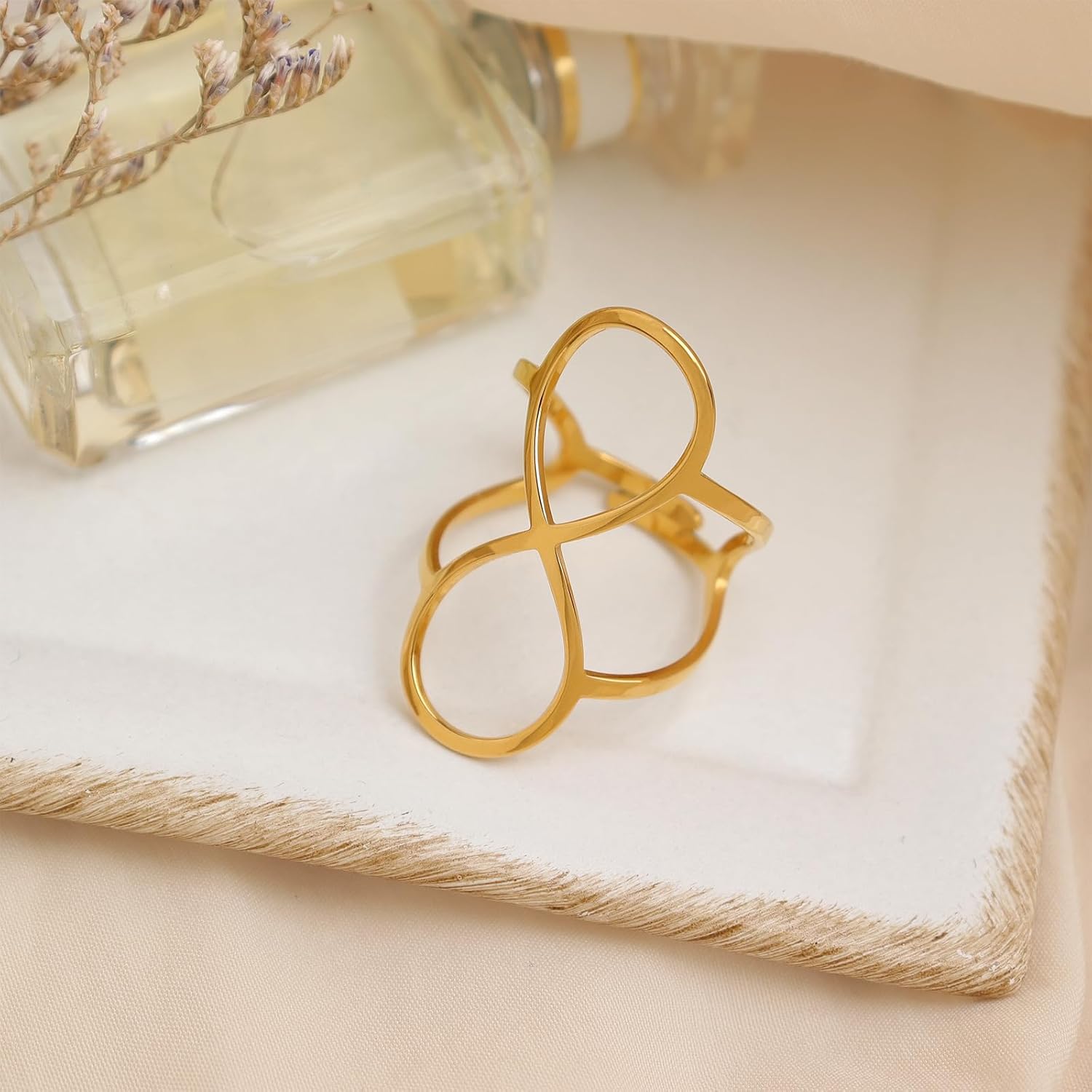 Gold Rings for Woman, Statement Trendy Gold Plated Adjustable Stackable Ring Prom Holiday Jewelry Gift - Image 4