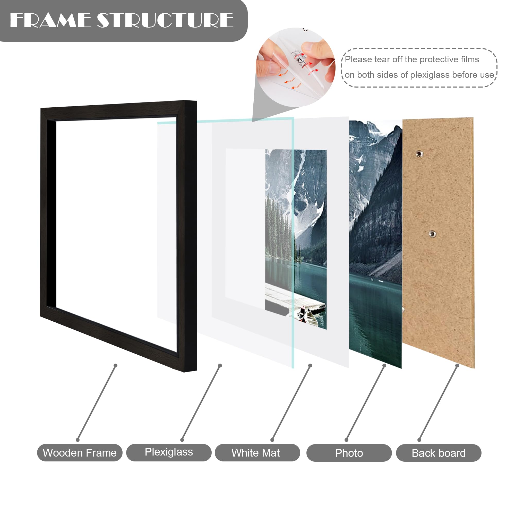 Amazon.co.jp: Hongkee 11x11 写真フレーム 本物のガラス付き ホワイト