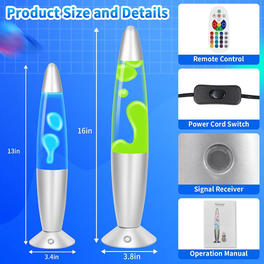 Liquid Motion Lamp with Remote, 17 Color Changing Night Light, 13.5 Inch RGB LED Table Lamp for Kids & Adults, Home Decor, Christmas, Party