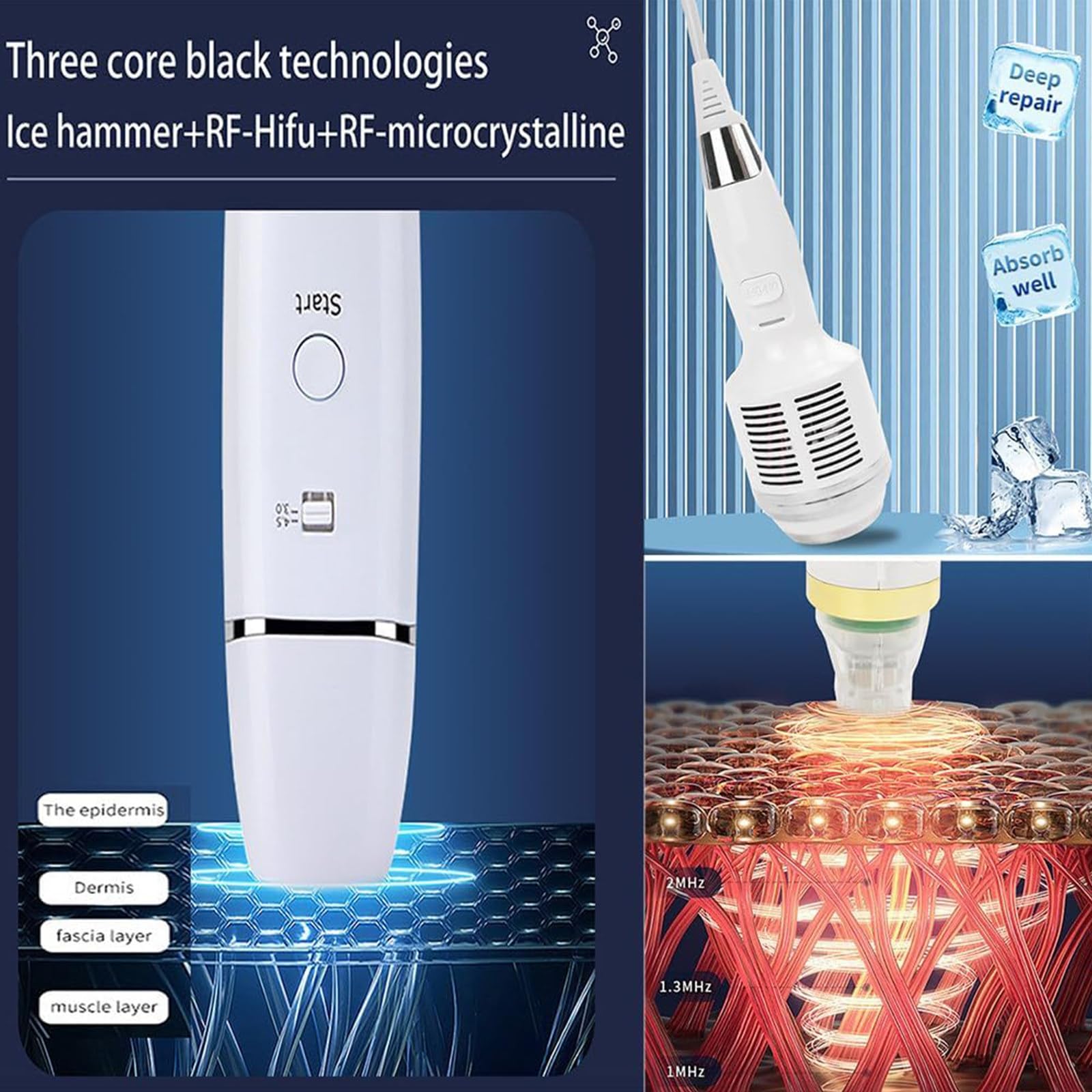 Fractional RF Microneedling-Gerät Zur Gesichtsverjüngung mit 3 Griffen,Fraktionierte RF-Hautstraffung,Reparatur Von Akne,Schönheitsmaschine,Professionelles Gerät Zur Faltenentfernung