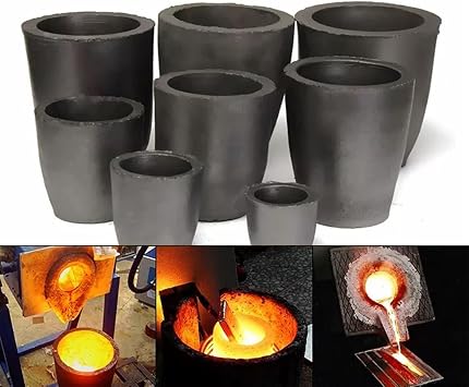 Clay Graphite Crucible, Silicon Carbide Graphite Crucibles for Metal Melting Casting Refining Gold Silver Copper Brass Aluminum (#2-2KG)