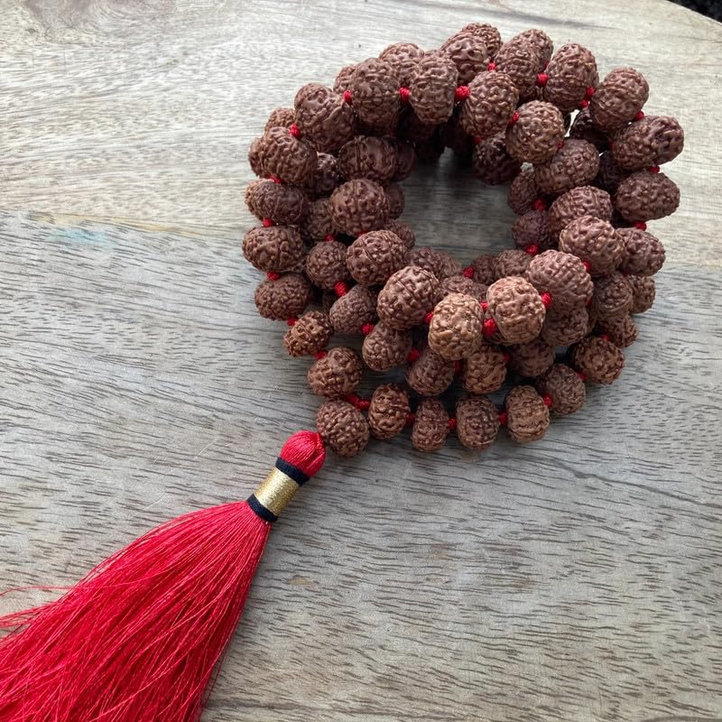 Natürliche AAA Große 8 Mukhi Rudraksha Mala, 108 Mala Perlen, 8 Mukhi Rudraksha Halskette, Gebet Mala, Meditation Mala, Japa Mala