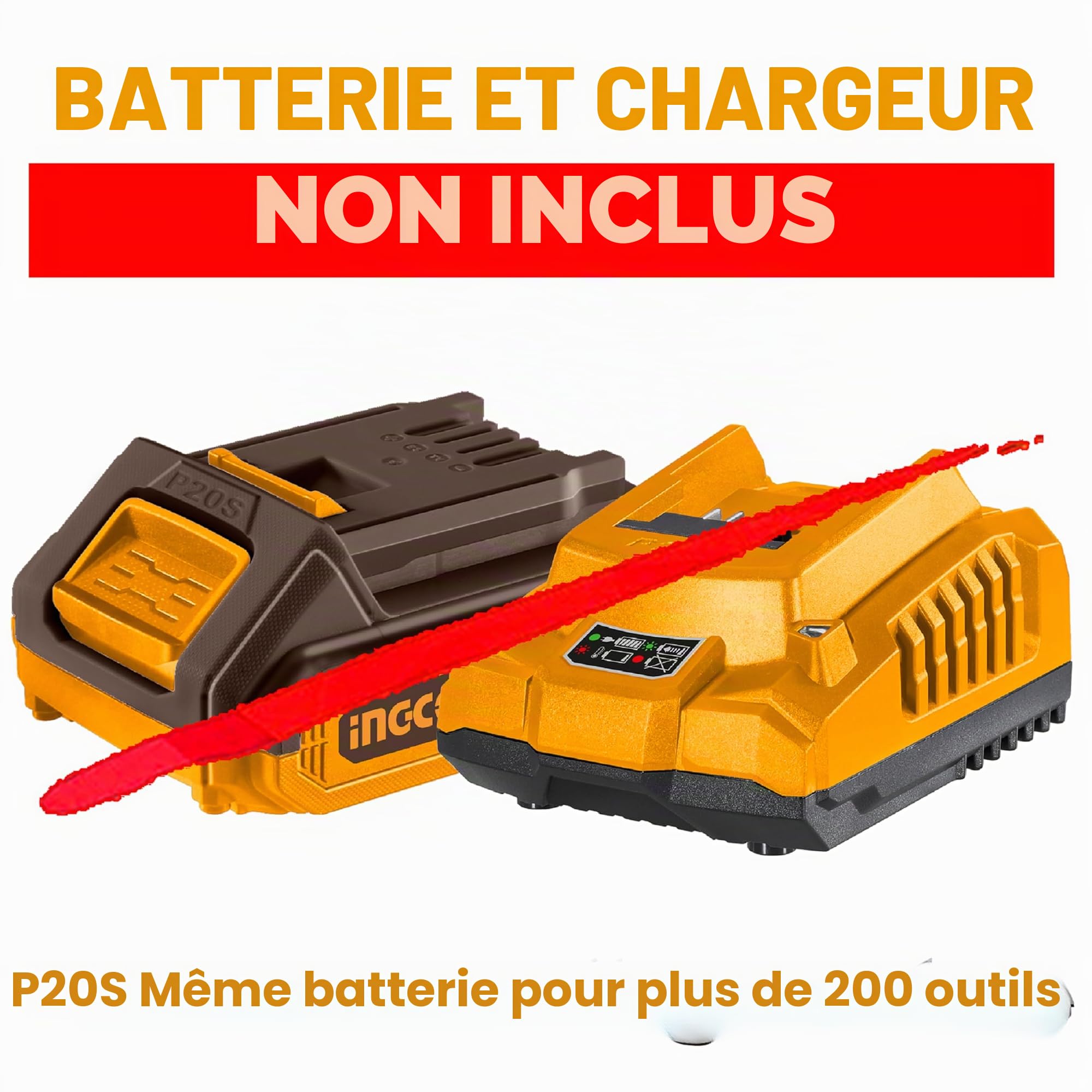 INGCO Souffleur à feuilles sans balais 20 V (corps uniquement) sans fil, vitesse d'air maximale 144 km/h, 18500 tr/min pour l'entretien de la pelouse, le dépoussiérage, le nettoyage des mauvaises