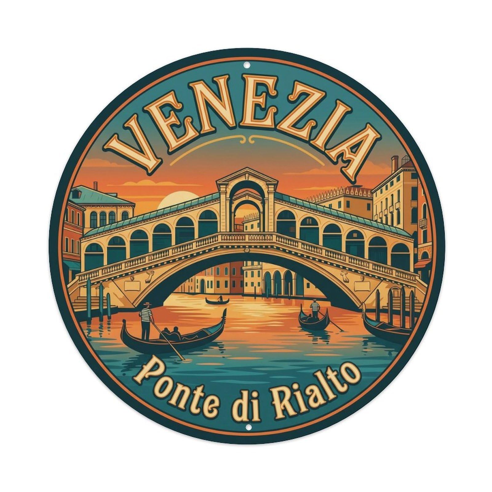 Vintage Travel Venice Rialto Bridge 1 Metal Tin Sign Plaque