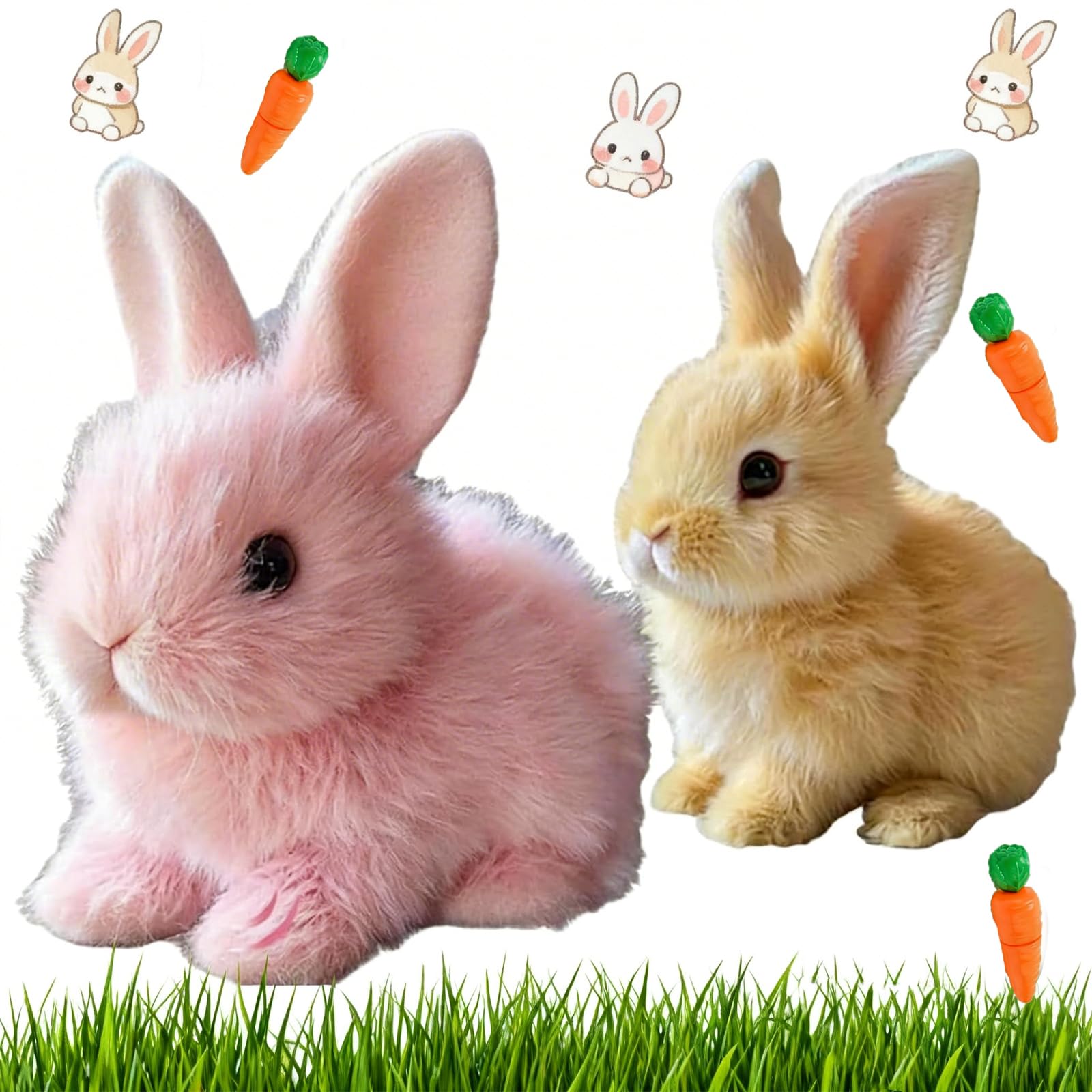 Easter Bunny Toy, Rabbit Interactive Hopping Electronic Pet Plush Bunny Toy with Sounds and Movements Animated Walking Wiggle Ears Twitch Nose (Pink)