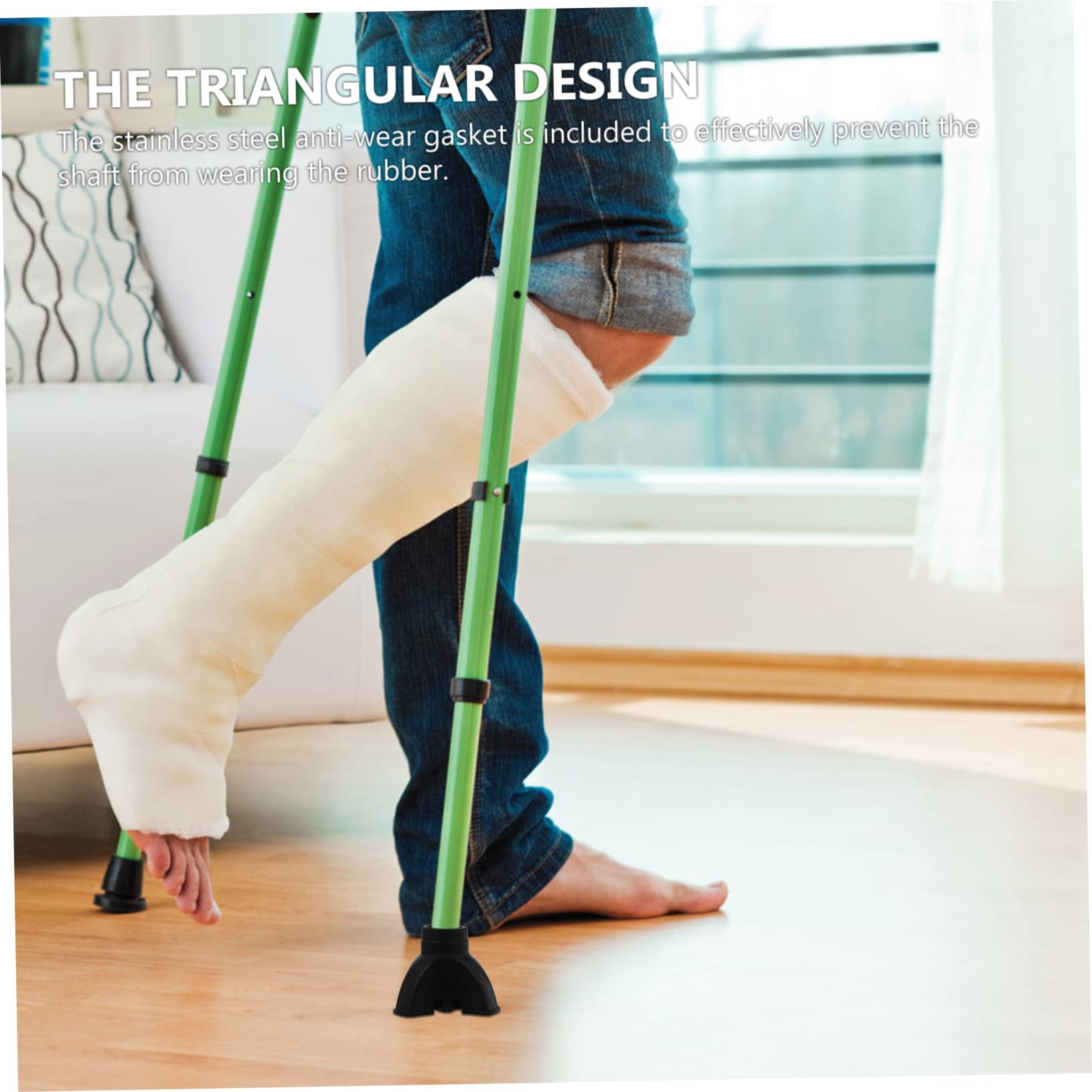 BUTIFULSIC 2pcs Crutch Pads Travel Accesories Trekking Cane Tip Outdoor Stuff Triangle Foot Cover Hiking Pole Tip Triangular Cane Pad Hand Muff Crutch Foot Pads Stick Pole Cover Black Rubber