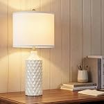 Qingmiao 25'' Ceramic Table Lamps Set of 2, 3-Way Dimmable Nightstand Lamps for Bedroom, End Table Lamps for Living Room Console Entry Farmhouse Home Decor, New House Warming Gifts