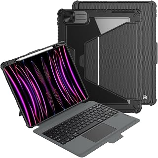 Nillkin Bumper Link Keyboard Backlit Version Case Designed for Apple iPad Pro 13 2024, Pen Holder/Shockproof/Stand/Trackpad/Detachable Keyboard/7 Colors Backlit - Black