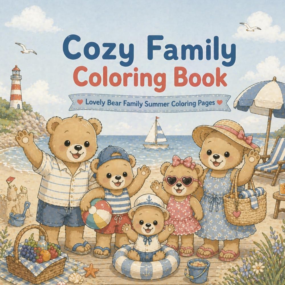 Cozy Family Coloring Book: Lovely Bear Family Summer Coloring Pages (Cozy Coloring Books)