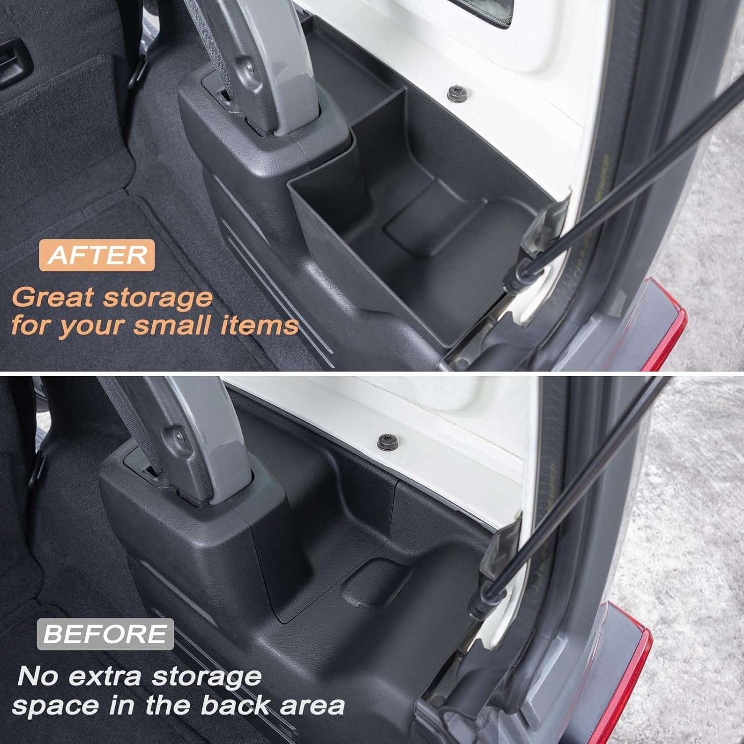 Passenger Side Wheel Well Storage Bin Rear Trunk Organizer Tray Compatible with 2018-2022 2023 Jeep Wrangler JL JLU 4-Door Accessories Rear Trunk Cargo Extra Storage Box(Soft TPU Material, Anti Noise)