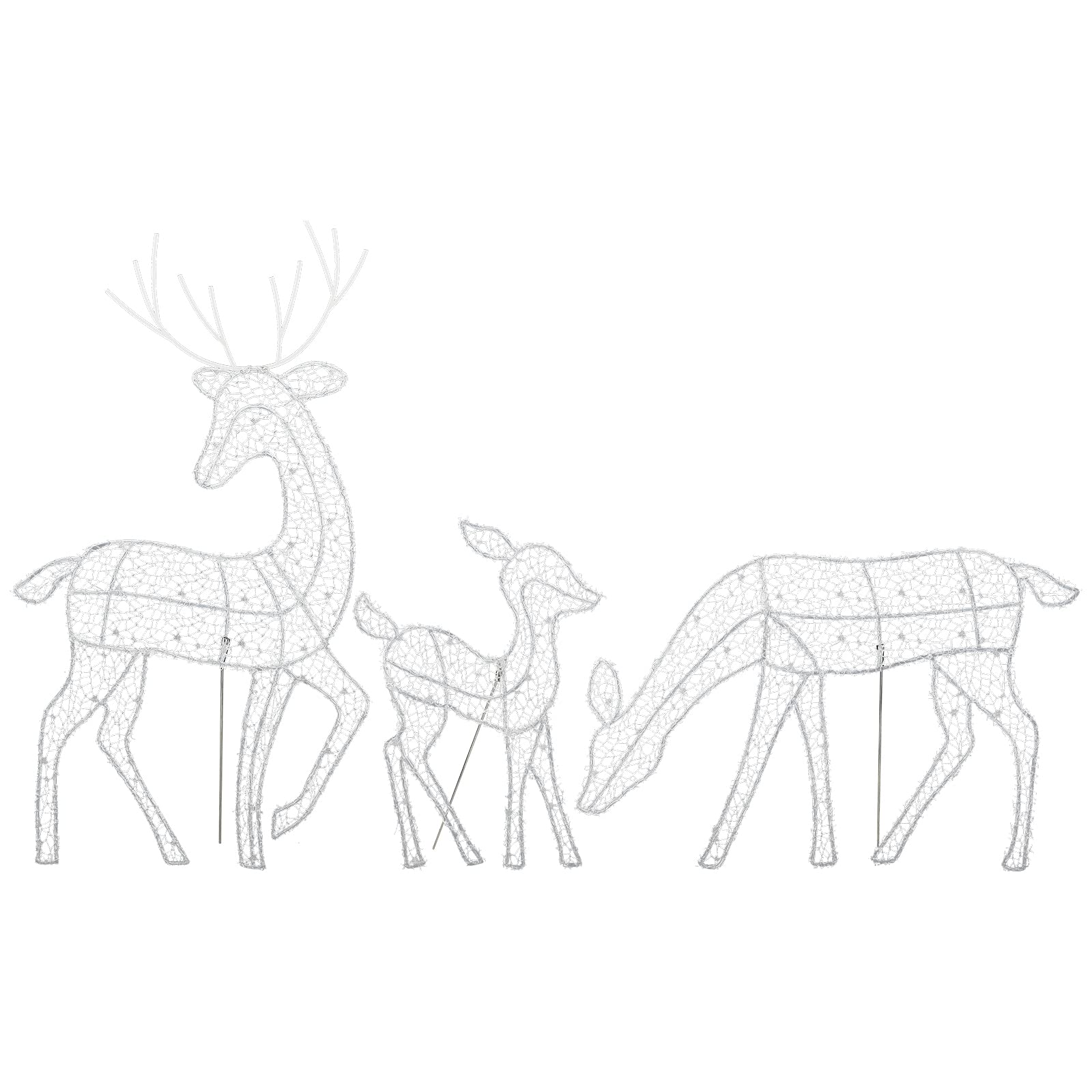 Chrees Beleuchtete Rentierfamilie, Outdoor-Weihnachtshirsch-Hofdekoration mit Glühlampen, für Feiertagsgartenrasen