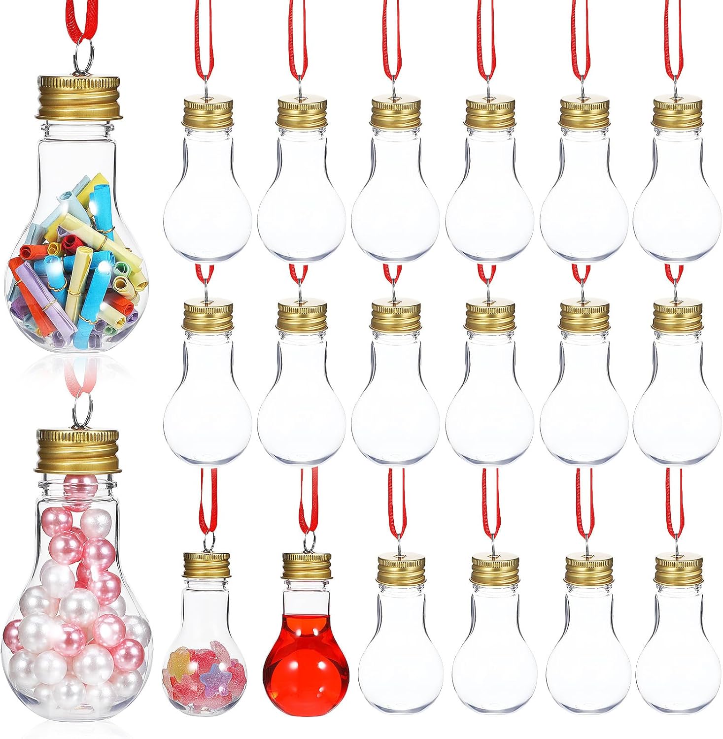 TOYANDONA 25pcs Clear Plastic Fillable Ornaments Balls - Transparent Christmas Bulb Balls Clear DIY Christmas Ornaments for Wedding Party Home Xmas Tree Hanging Decorations, 50ml