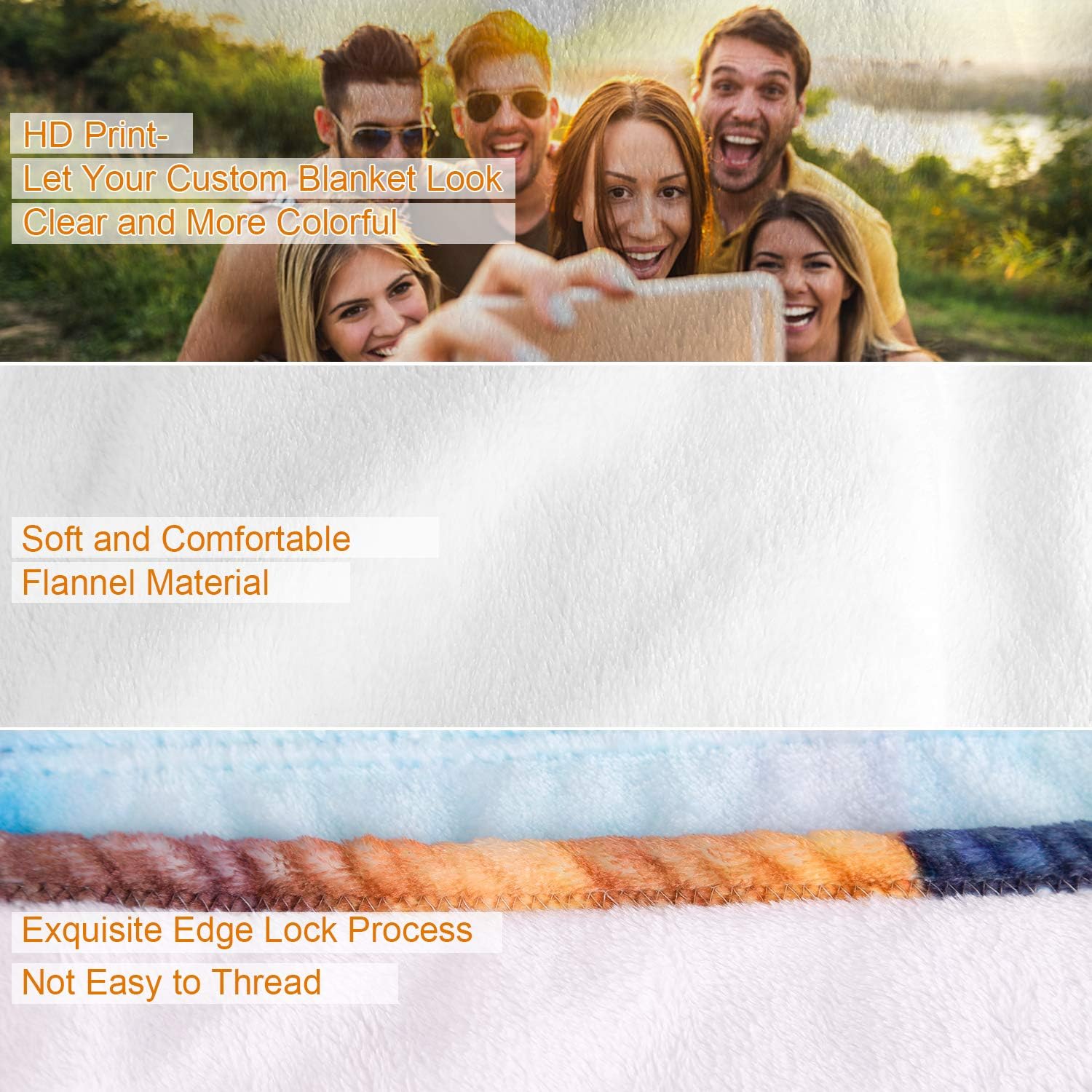 Sobeamix Personalized Blanket with Picture Custom Collage Throw Blankets,Soft Flannel Blanket Suitable for Baby Mom for Halloween Thanksgiving Day,Birthday Wedding,Couple Gifts,Full Color Printing