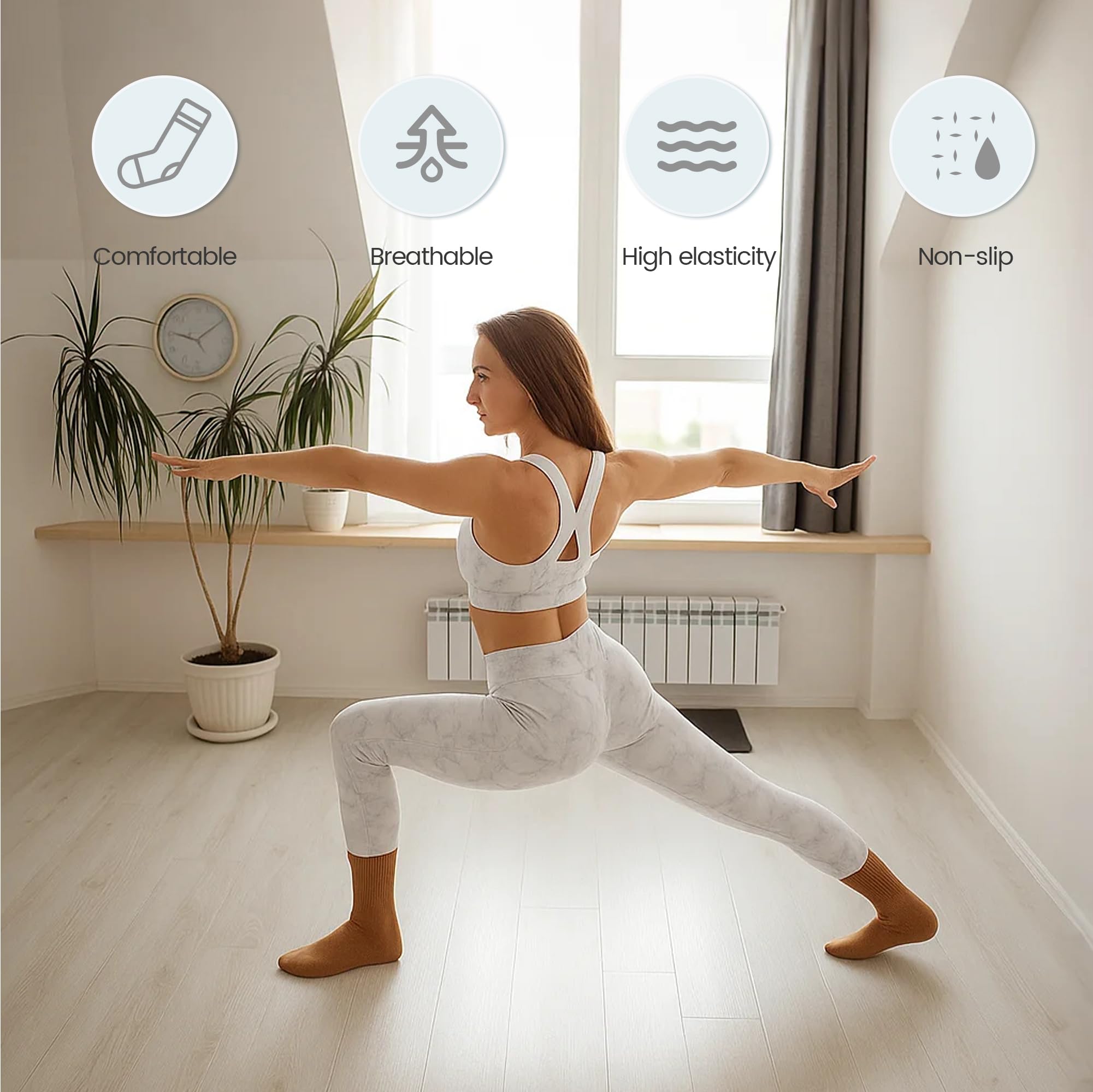 6 par skarpet do pilatesu, damskie skarpety 39-42, skarpety antypoślizgowe dla dorosłych