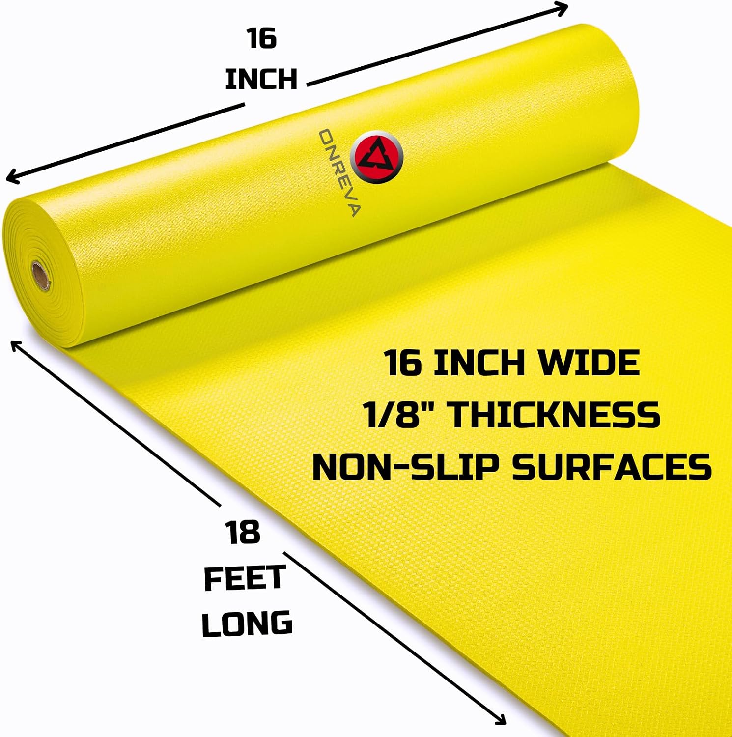 ONREVA Tool Box Liner 16" Wide x 18 Ft, 1/8" Thick Heavy Duty Toolbox Drawer Liners for Tool Chest Cabinet Workbench & Garage Shelf, Protective Non-Slip Mat for Mechanics & Workshops, Yellow