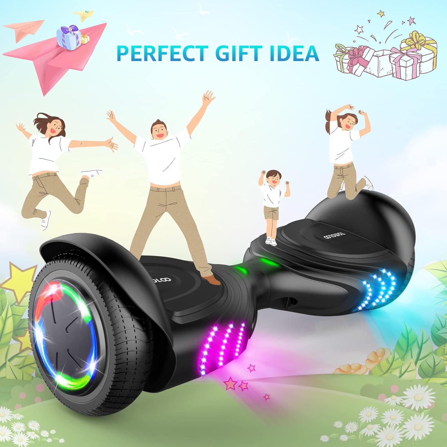 Weekly Top Sale TOMOLOO Music-Rhythmed Hoverboard for Kids and Adult Two-Wheel Self-Balancing Scooter- UL2272 Certificated with Music Speaker- Colorful RGB LED Light