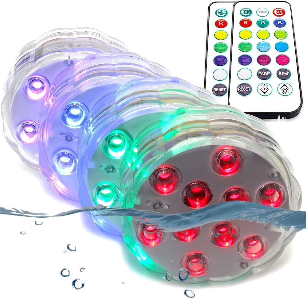 Submersible LED Lights, Battery Led Multi-Color Lights, Waterproof Vase Light w/Remote (3PCS) - - 