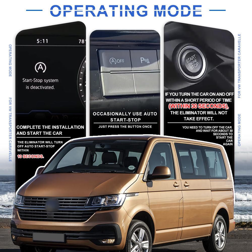 1x Auto Start Stopp Deaktivator/Deaktivierer/Löscher/Eliminator für 2019-2024 V.W Transporter Caravelle/Multivan/California T6.1 – Automatisches Stopp-Start Motor System Annuliergerät Kabel