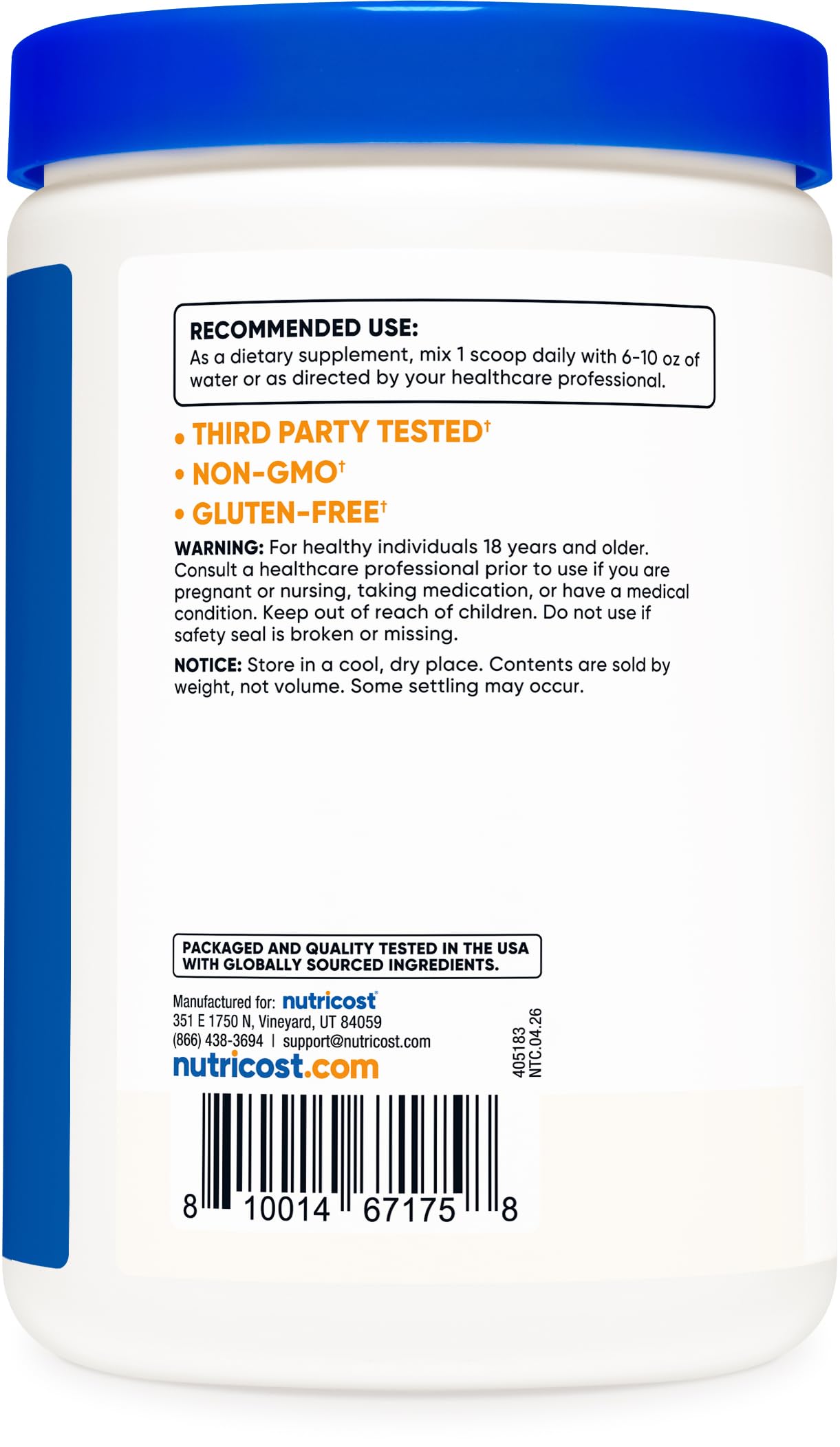 Nutricost Inositol Powder 1LB (454 Grams) - Gluten Free, Non-GMO — Amazon image 5