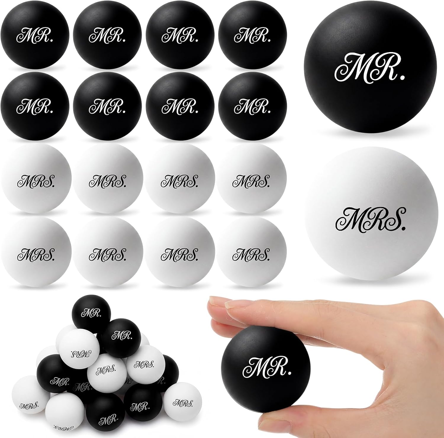 Soulchen 24 Pcs Table Tennis Balls Plastic Novelty Table Tennis Stress Props 40 mm for Party Playing Beach Decor Beer Game Party Favors