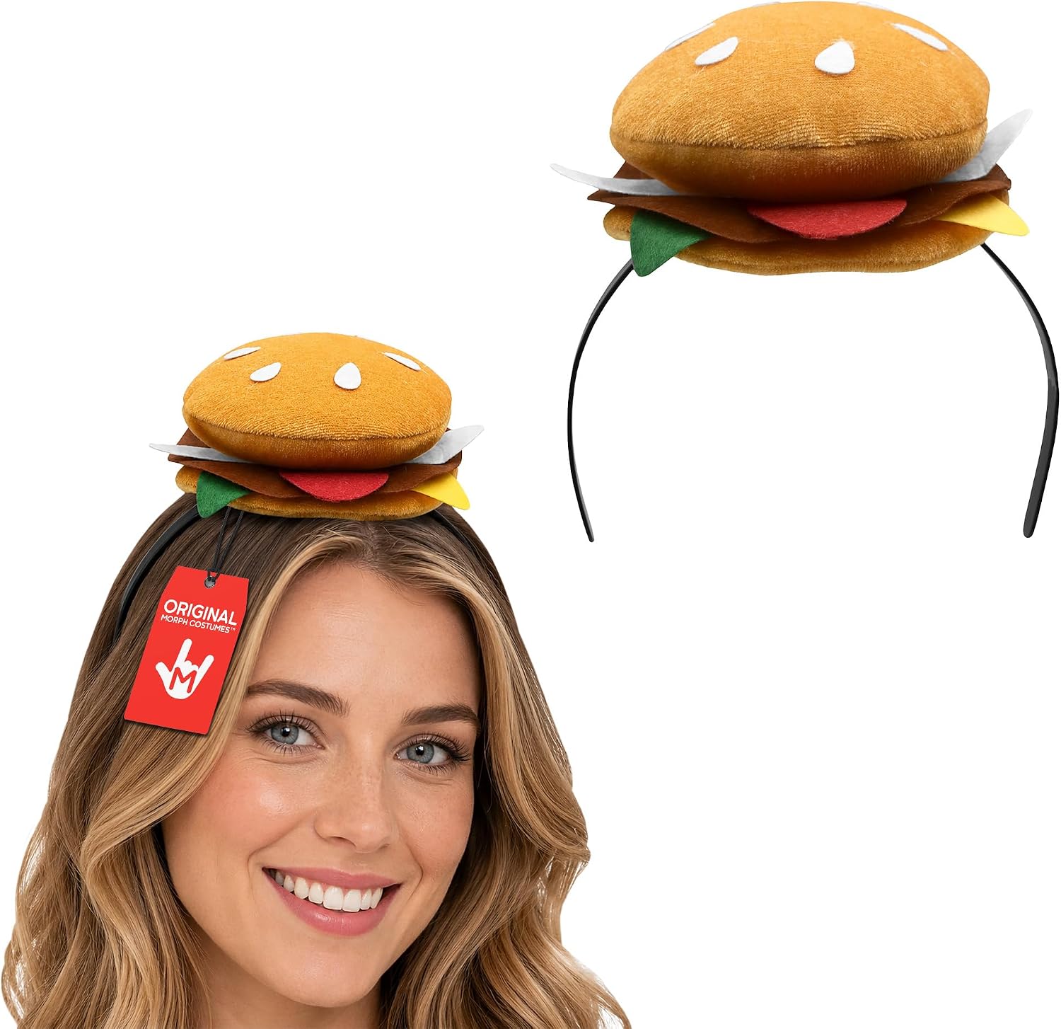 Nicky Bigs Novelties Mini Hamburger Hat, Cheese burger Hat, Silly Hats for Adults, Crazy Hats, Halloween Costume Accesory