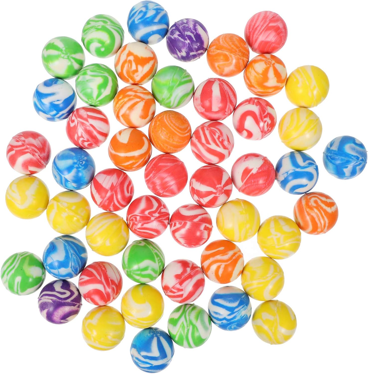 Jojofuny 50個の32mm高バウンスボールカラフルで小さなゴム製バウンスボール子供