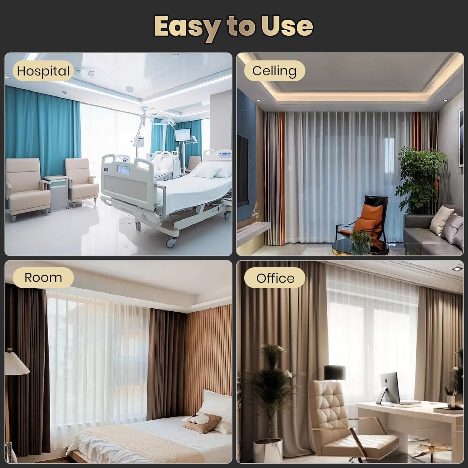 Silent Double Curtain Track Ceiling Mounted, Heavy-Duty Aluminum Room Divider Rails Bedroom/Living/Window/Hotel Drop Ceiling Curtains Tracks Easy Install（White, 2.5m(8.2ft) ）