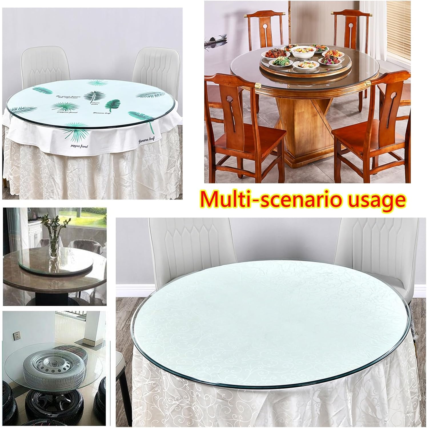 Round Tempered Glass Table Top, Thick Glass Surface, Safe Beveled Edge, for Furniture Protection Patio Dining Coffee End Tables.48CM,52CM,60CM,70CM,80CM(55CM(21IN))
