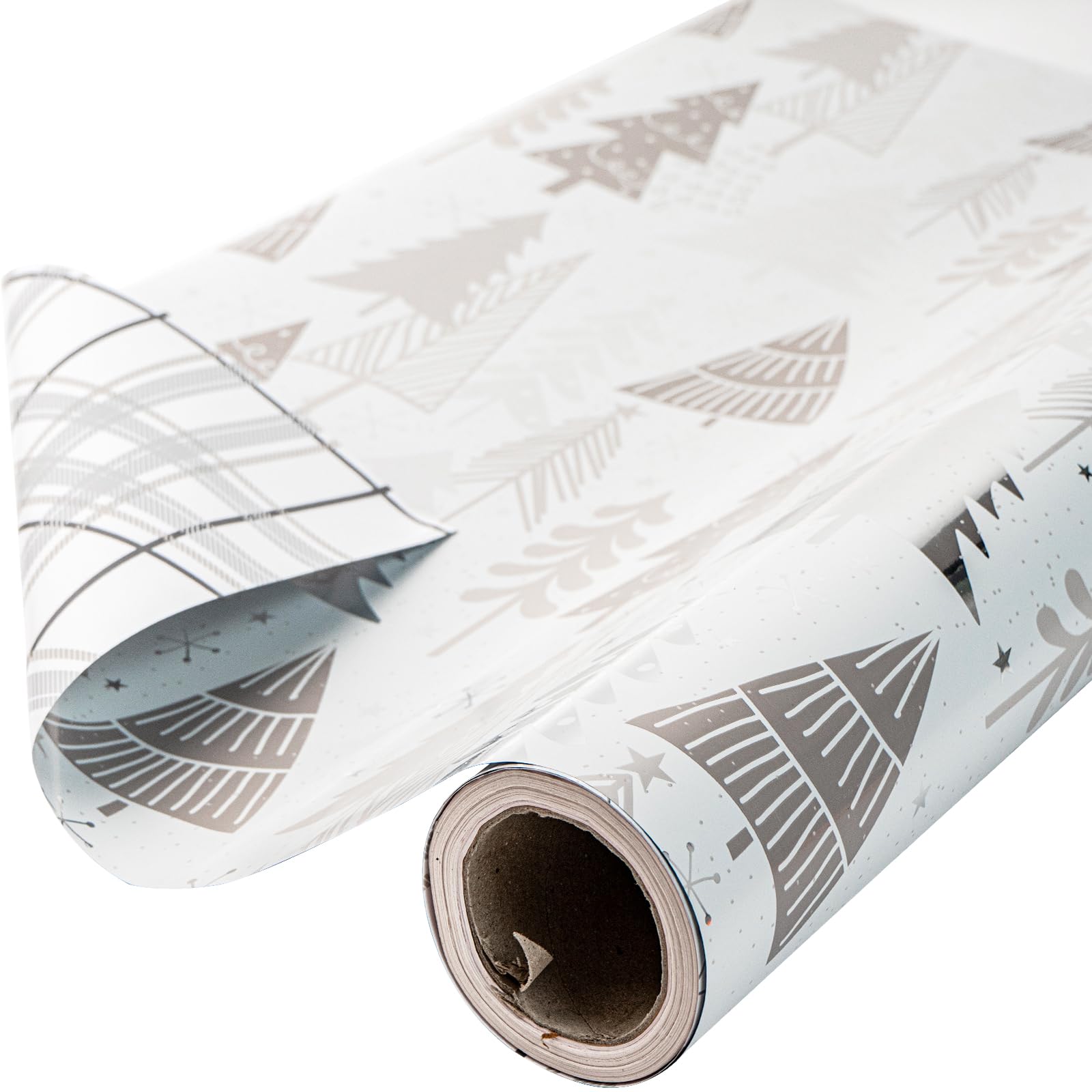 LeZakaa Wendbares Weihnachts-Geschenkpapier – Jumbo-Rolle – Weihnachtsbaum und Gitter – 61 cm x 30 m (200 m²)