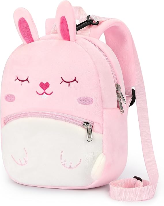 mibasies Little Backpacks for Girls 2-4: Plush Backpack -3D Animal Cartoon Mini Travel Bag -10 inch Little Backpack Leash
