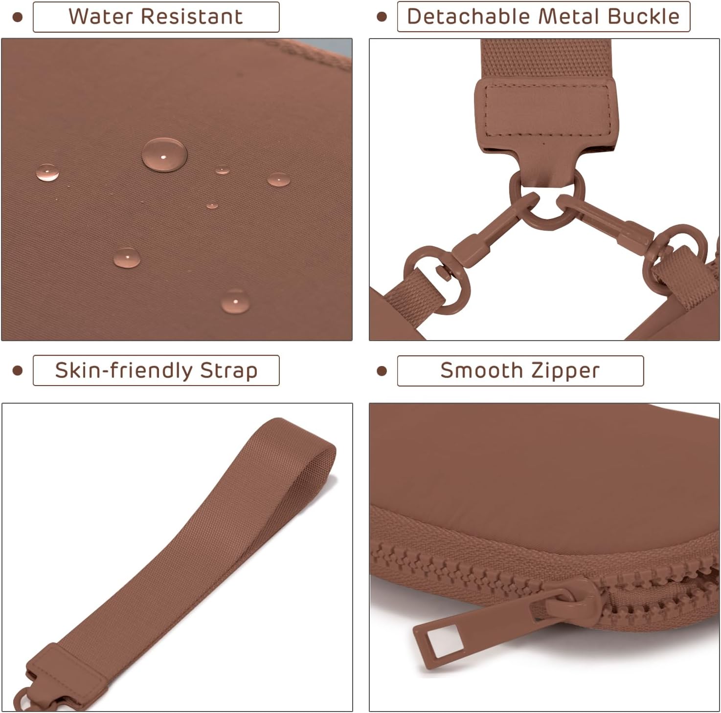 Mini Zip Around Wristlet Wallets for Women Small Portable Coin Purse Dual Pouch Keychain Wristlet Gifts for Women Travel Sports Outdoors (Brown) - Image 6