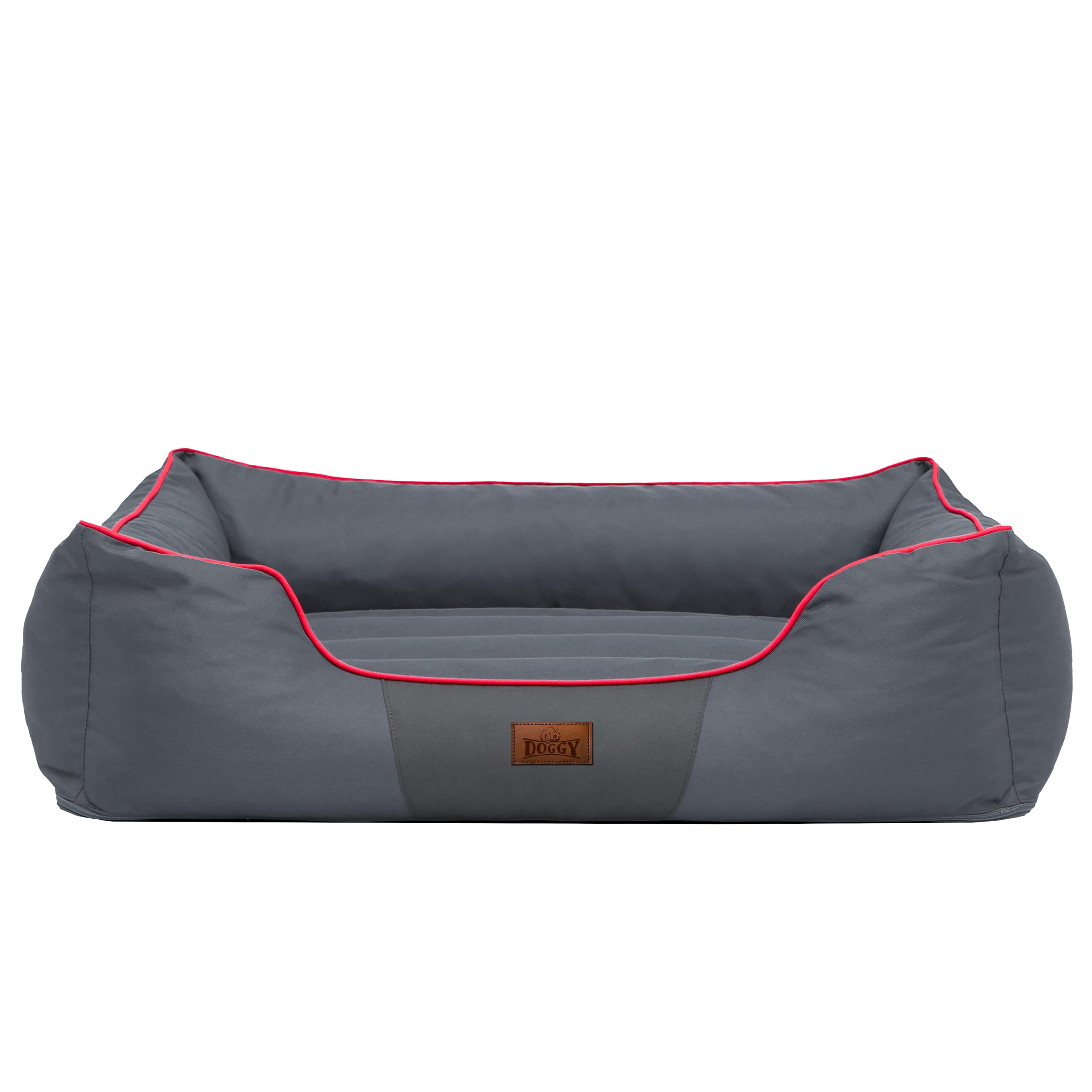 Cuccia per animali domestici, cuscino per cani, lettino, cuscino per cani, letto per animali, XL, 65 x 50 cm, grigio con bordo rosso