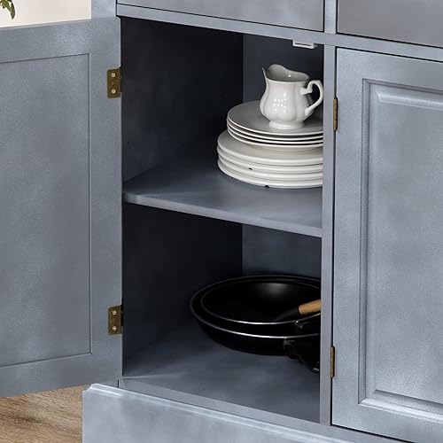 Miniatura 7 de HOMCOM Aparador contemporáneo con cajones de almacenamiento estantes ajustables y encimera muebles de sala de estar gabinete de almacenamiento de