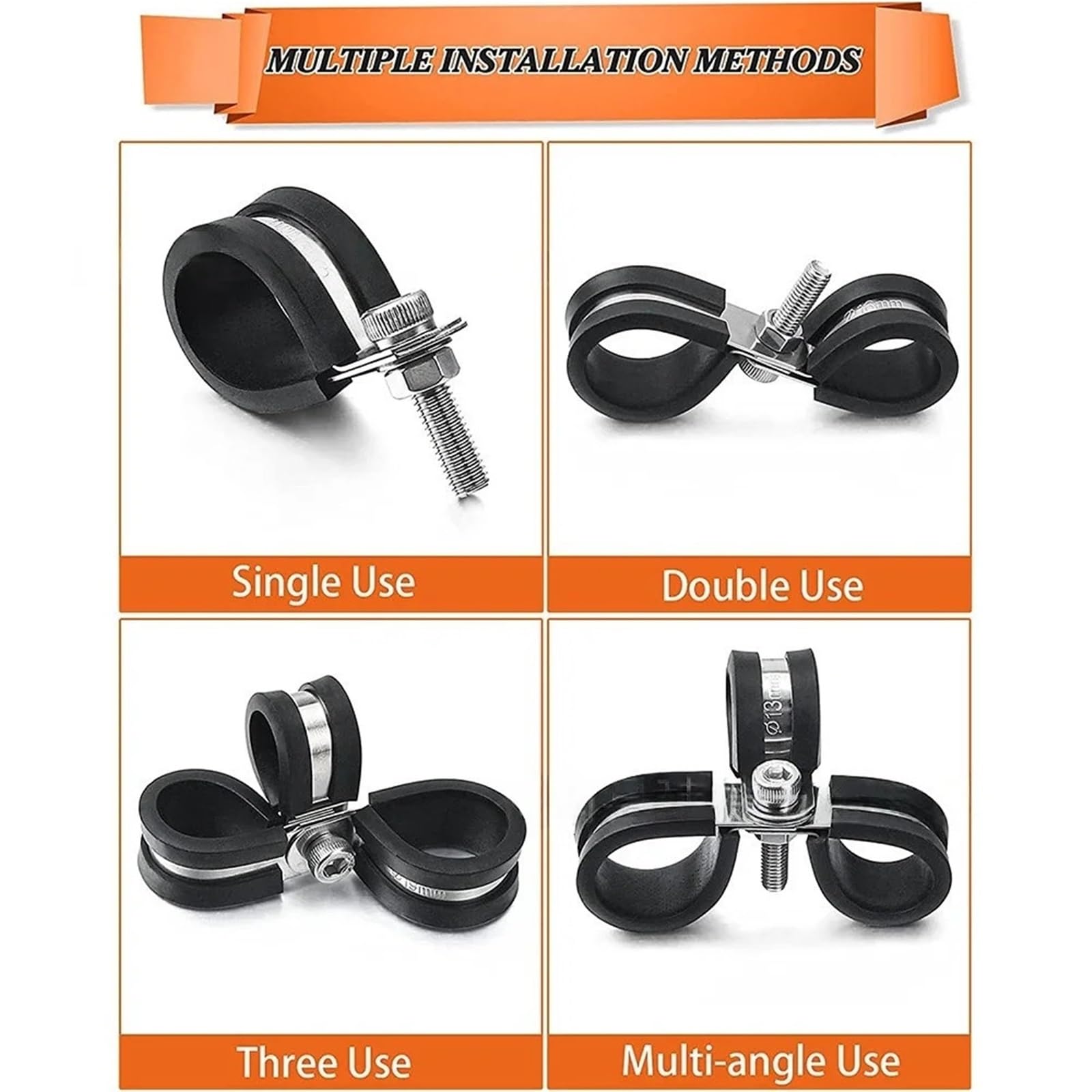Kit assortito di morsetti per cavi in acciaio inox, 60 pezzi, in 7 misure, 1/4", 5/16", 3/8", 1/2", 5/8", 3/4", 1", per funi metalliche (2 set)