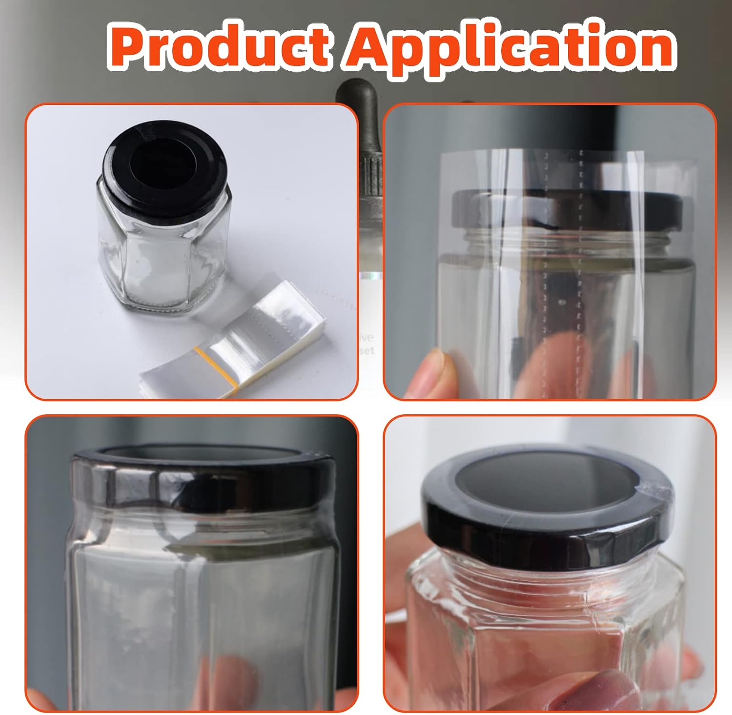 Tanstic 1250Pcs PVC Clear Perforated Shrink Band for Jars, 5 Sizes Heat Shrink Wrap Bands Heat Bottle Wrap for Bottles Jars Seal (250Pcs of Each Size)