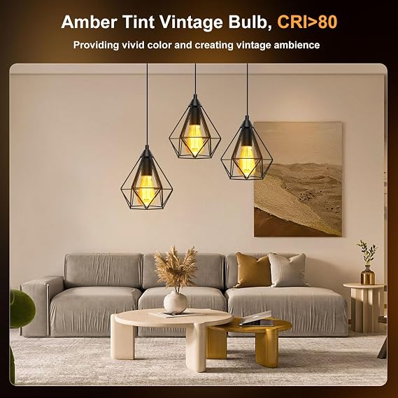 Aigostar E27 Vintage Light Bulbs, 4W LED Filament Bulb, 2200K ST64 Edison Bulb E27 Screw Bulb Vintage 400LM 35W Equivalent, Energy Saving Lamp Bulbs Screw, Pack of 5 [Energy Class F]