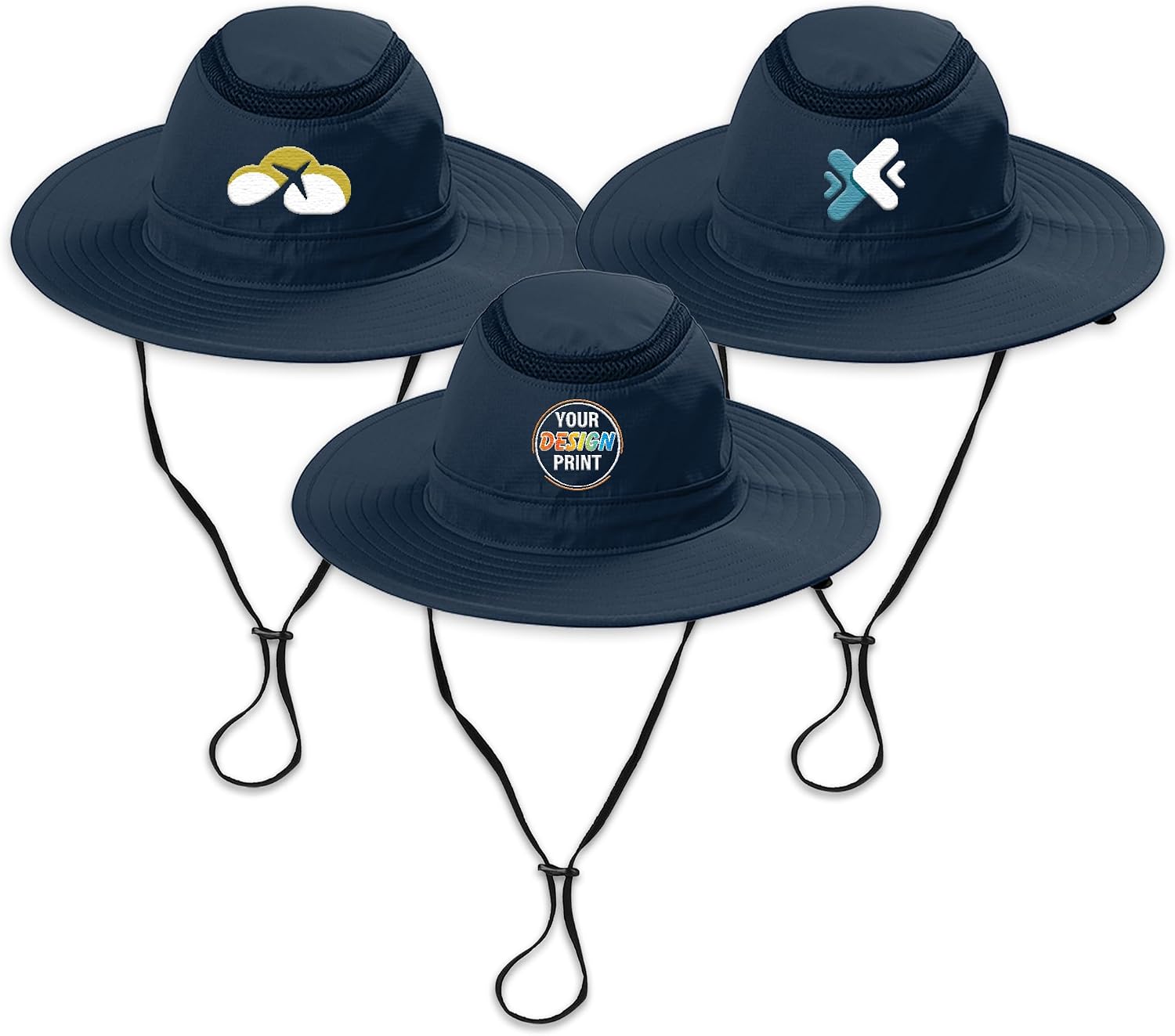 Custom Embroidered Brim Hat Add Your Design Logo Adjustable UPF 30+ Travel Fishing Sun Hats