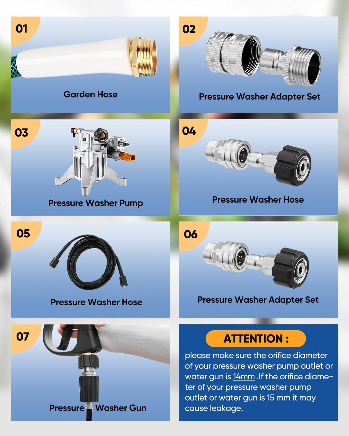 Saker Pressure Washer Hose Connector Set 10 PCS,Hose Adapter Set,Pressure Washer Connector Accessories,M22-14 Swivel to 3/8'' Quick Connect, 3/4" to Quick Disconnect,Quick Connect Set with Storage Bag
