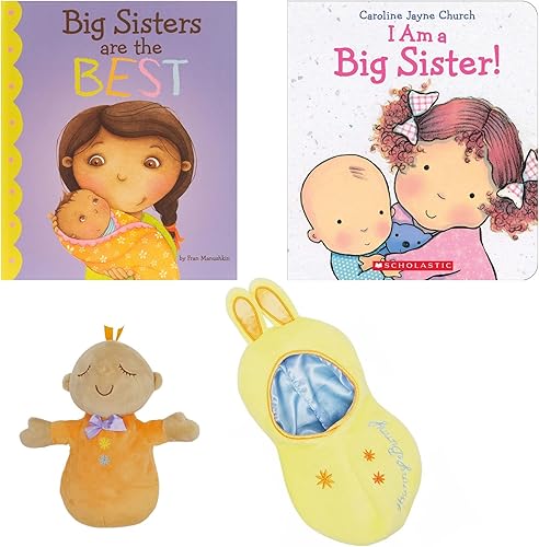 Regalo para hermanos Soy una hermana mayor y las hermanas grandes son las mejores tapas duras, muñeca de bebé acurrucarse y bolsa de regalolibro