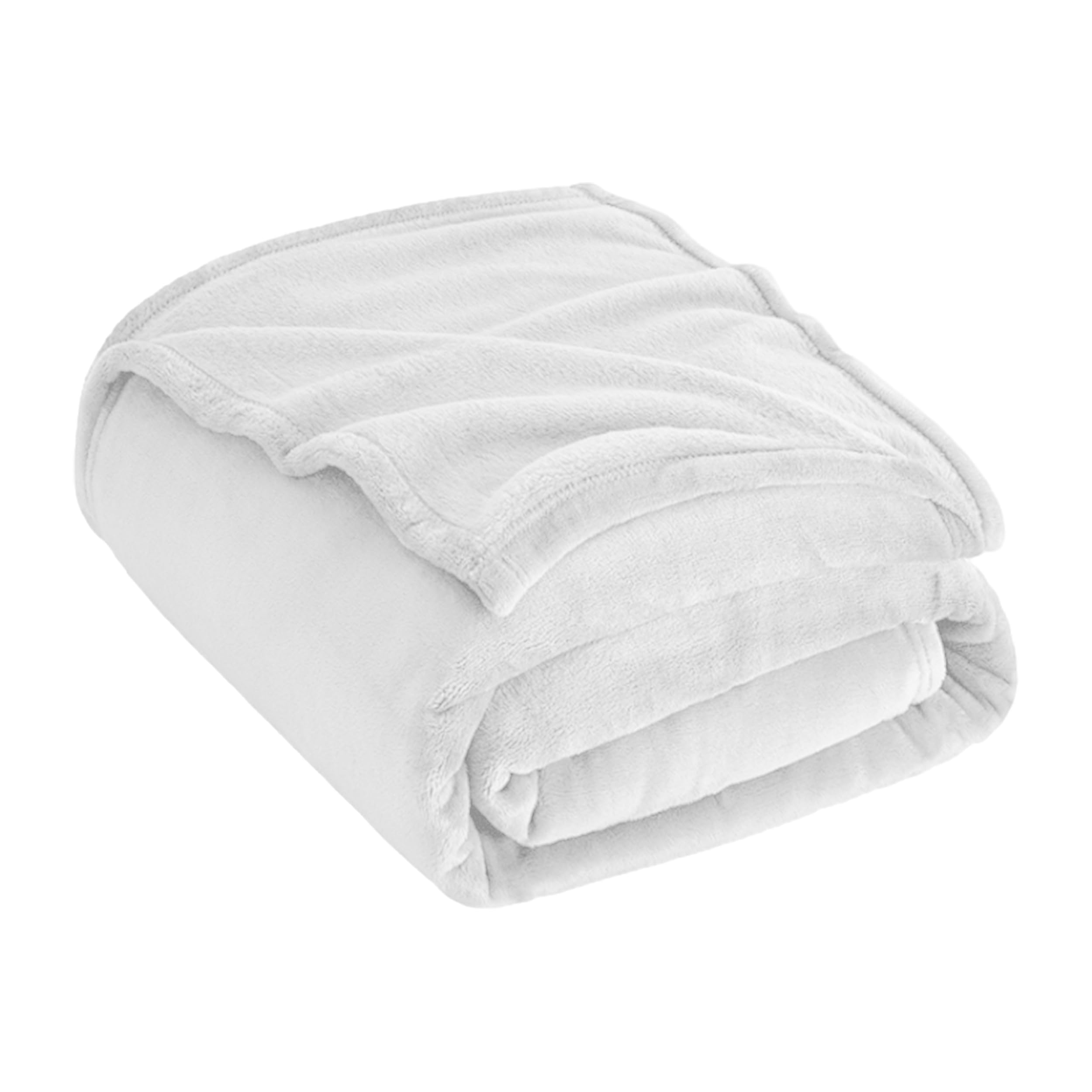 H HANSEL HOME Manta de Franela 130x160cm para Sofá Extrasuave al Tacto, Microfibra Polar para Cama, Toda Estación - Blanco