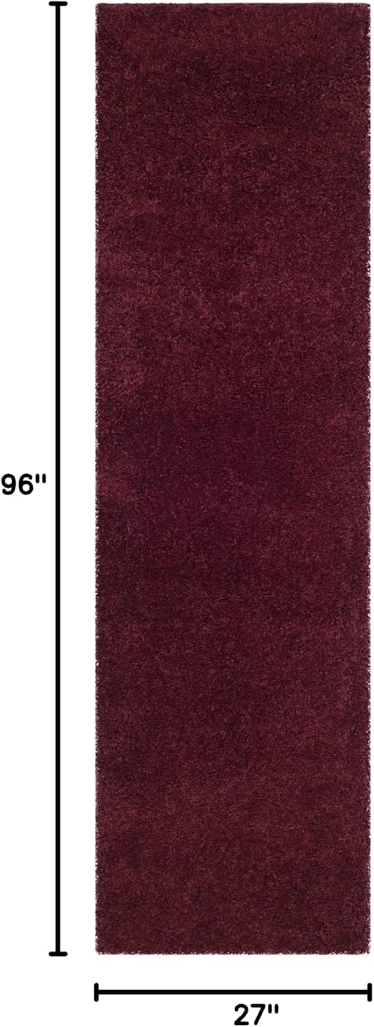 SAFAVIEH Laguna Shag Collection Runner Rug - 2'3" x 8', Maroon, Solid Design, Non-Shedding & Easy Care, 2-inch Thick Ideal for High Traffic Areas in Living Room, Bedroom (SGL303R)