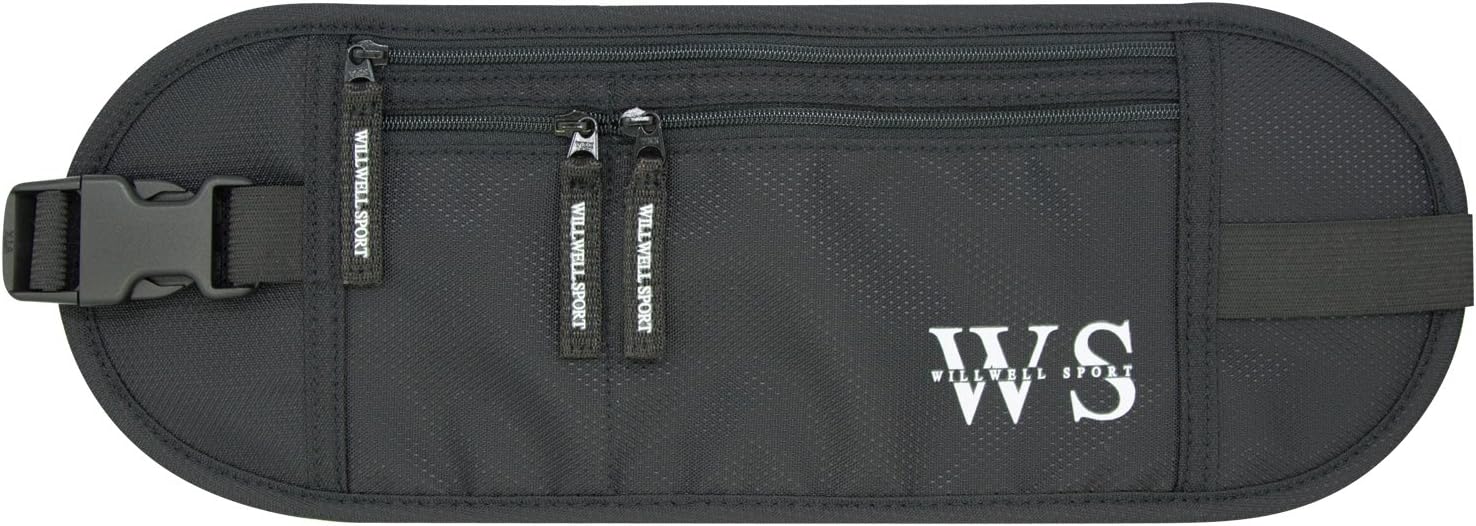 Money Belt Hidden Security Pouch Waterproof & Lightweight Bumbag – for Adults & Kids – High Quality RFID Fabric – for Your Conceal Valuable (Black)