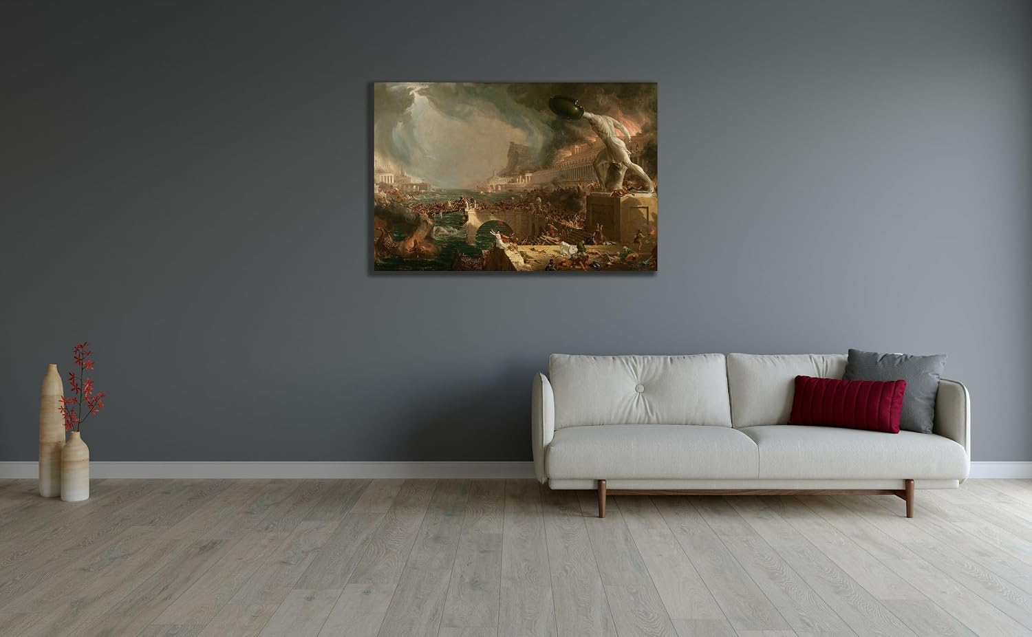 ArtDirect The Course of Empire Destruction 48x32 Huge Gold Ornate Wood Framed Canvas Giclee Art by Cole, Thomas