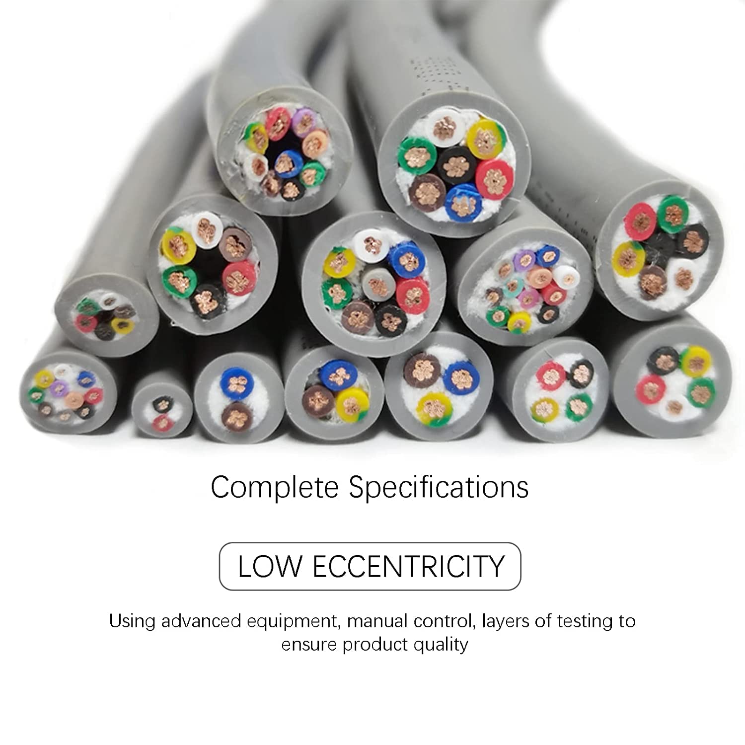 TEN-HIGH 20 awg 20 Conductor Wire 20 Gauge Electrical Wire 20 Core 16.4ft Stranded Copper Wire with PVC Jacket(300V/500V; Grey Color)