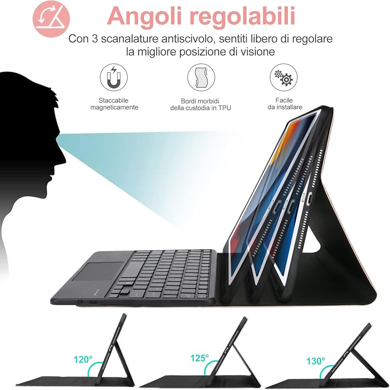 JADEMALL iPad Tok Olasz Billentyűzettel és Trackpaddal 10.2" 9./8./7. Generáció